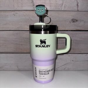 Stanley 20oz Quencher Halloween Hypnotic Green & Frankenstein Straw Topper NWT